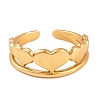 PVD Vacuum Plating 304 Stainless Steel Heart Cuff Rings for Women RJEW-G316-03G-2