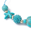 Starfish & Turtle Synthetic Turquoise(Dyed & Heated) Braided Bead Bracelets BJEW-JB09818-01-2