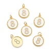 Brass Micro Pave Clear Cubic Zirconia Charms ZIRC-J040-44G-08-1