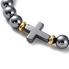 Natural Terahertz Stone & Hematite Bracelets for Men Women BJEW-G728-02-2