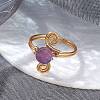 Copper Wire Wrapped Round Natural Amethyst Bead Finger Rings for Women RJEW-JR00808-01-2