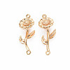 Brass Birth Flower Connector Charms X-KK-S364-231-1