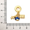 Brass Blue Enamel European Dangle Charms KK-R002-25G-3