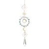 Sun Moon Ring Brass & Natural Aquamarine Chip Suncatcher HJEW-JM05027-01-1