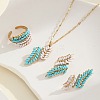 Leaf Resin Pendant Necklaces & Stud Earrings & Cuff Rings Sets for Women FS-WG0A225-01-2