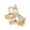 Rack Plating Brass Pave Clear Cubic Zirconia Bowknot Connector Charms KK-C052-45G-2
