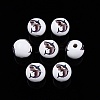 Animal Theme Printed Wooden Beads WOOD-D006-01-3