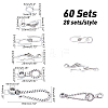 60 Sets 3 Style Tibetan Style Alloy Hook and Eye Clasps PALLOY-AR0001-21-5