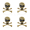 4Pcs Skull Zinc Alloy Brooches for Backpack Clothes JEWB-FH0002-04AG-1