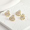 Brass Micro Pave Cubic Zirconia Stud Earring Findings KK-Z094-09G-1