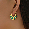 Fashionable Delicate Simple Color Block Fan-shaped Stainless Steel Hoop Earrings for Women LW7077-6-1