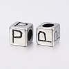304 Stainless Steel Large Hole Letter European Beads X-STAS-H428-01AS-P-2
