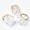 Adjustable Natural Quartz Crystal Finger Rings RJEW-T019-02J-KC-1