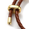 Brass Column Bar Link Bracelet with Leather Cords BJEW-G675-05G-12-3