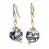 Round Porcelain Dangle Earrings EJEW-G398-10-1