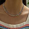 3Pcs Bohemian Round Rainbow Glass Seed Beaded 3 Layer Necklaces for Women DY1745-2