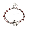Red Enamel Evil Eye & 304 Stainless Steel Curb Chains Double Layer Multi-strand Bracelet with Charm for Women BJEW-C025-09P-2