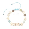 Ocean Synthetic Turquoise Fish Starfish and Natural Flower Amazonite Round Braided Bead Bracelets BJEW-JB14477-5