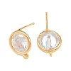 Brass Micro Pave Clear Cubic Zirconia Stud Earring Findings KK-Z133-01G-02-2