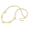 Brass Round Heart Beaded Necklaces NJEW-Z120-01G-4