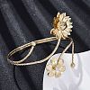 Lotus Alloy Arm Cuff Bangles for Girl Women AJEW-A063-01D-G-2