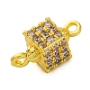 Brass Micro Pave Cubic Zirconia Cube Links Connector Charms KK-A230-04G-2