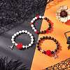 3Pcs Halloween Theme Natural & Synthetic Lava Rock Round Beads Stretch Bracelets BJEW-MZ00185-1