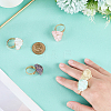 5Pcs 5 Styles Natural Yellow Quartz & Fluorite & Rose Quartz & Amethyst & Quartz Crystal Adjustable Finger Rings RJEW-FG0001-02-3