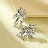 304 Stainless Steel Flower Stud Earrings for Women EJEW-U023-08P-1