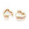 Brass Micro Pave Clear Cubic Zirconia Heart Hoop Earrings EJEW-T048-27G-2