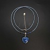 Natural Gemstone Heart Pendant Colorful Glass Seed Beads Beaded Necklaces for Women VA8487-6-2