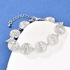Flat Round with Virgin Mary Brass Link Chain for Women BJEW-K248-06B-P-1