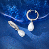 Rhodium Plated 925 Sterling Silver Micro Pave Cubic Zirconia Dangle Hoop Earrings SI6372-1-5
