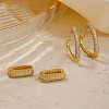 Elegant Retro Brass Pave Clear Cubic Zirconia Hoop Earrings XW2787-2-4