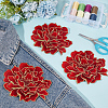 4Pcs Peony Polyester Embroidery Sew On Patches PATC-CY0001-72B-4