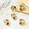 Natural Carnelian/Black Agate/Tiger Eye/Lapis Lazuli/Moss Agate Cuff Open Rings RJEW-JR01079-02-1