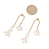 304 Stainless Steel Glass Flower Dangle Stud Earrings EJEW-JE06481-03-4
