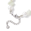 Natural New Jade Chip & Glass Shell Round Beaded Bracelets BJEW-JB12317-02-4
