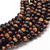 Natural Mixed Tiger Eye Round Bead Strands G-P072-35-6mm-1