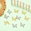 2Pcs 2 Colors Brass Pave Clear Cubic Zirconia Connector Charms KK-YW0004-27-4