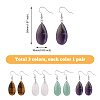 FIBLOOM 4 Pairs 4 Styles Natural Mixed Stone Teardrop Dangle Earrings with Steel Iron Pins for Women EJEW-FI0003-18-2