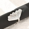 Leaf 304 Stainless Steel Open Cuff Rings for Women RJEW-G338-06P-1