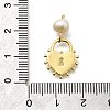 Brass & Natural Pearl Heart Lock Pendants KK-Z093-37G-3