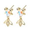 Brass Micro Pave Cubic Zirconia Fish Dangle Stud Earrings EJEW-K320-01G-23-1