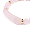 Natural Rose Quartz Rectangle Beaded Stretch Bracelet BJEW-JB08982-03-4