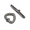 Heart Brass Micro Pave Clear Cubic Zirconia Toggle Clasps KK-G548-37-3