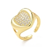 Brass Micro Pave Cubic Zirconia Cuff Open Rings for Women CU-CBA760A-13C-G-4