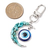 Alloy Moon & Synthetic Turquoise Chip Beads & Resin Evil Eye Pendant Decorations HJEW-JM02342-02-3