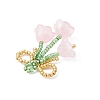 Glass Seed Beaded Bowknot with Flower Pendants PALLOY-MZ01129-02-4