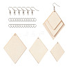 Yilisi DIY Rhombus Shape Natural Wood Pendants Earring Making Kits DIY-YS0001-14-13